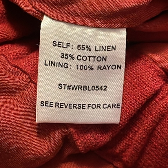 NWT Lost + Wander short sleeve Linen blend one piece Pantsuit women’s sz L Red - Picture 14 of 15